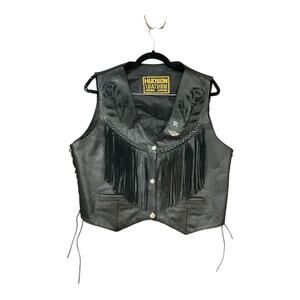 Hudson Leather Vest Men XL Harley Davidson Fringe